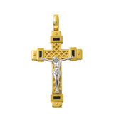 14K Two Tone White/Yellow Gold Crucifix Unisex Pendant