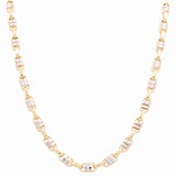 14K Two Tone White/Yellow Gold Fancy Link Chain 24"