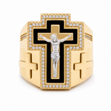 14k Yellow Gold Cross Fashion Men's Ring