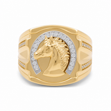 14k Yellow Gold Horse Fashion Men's Ring