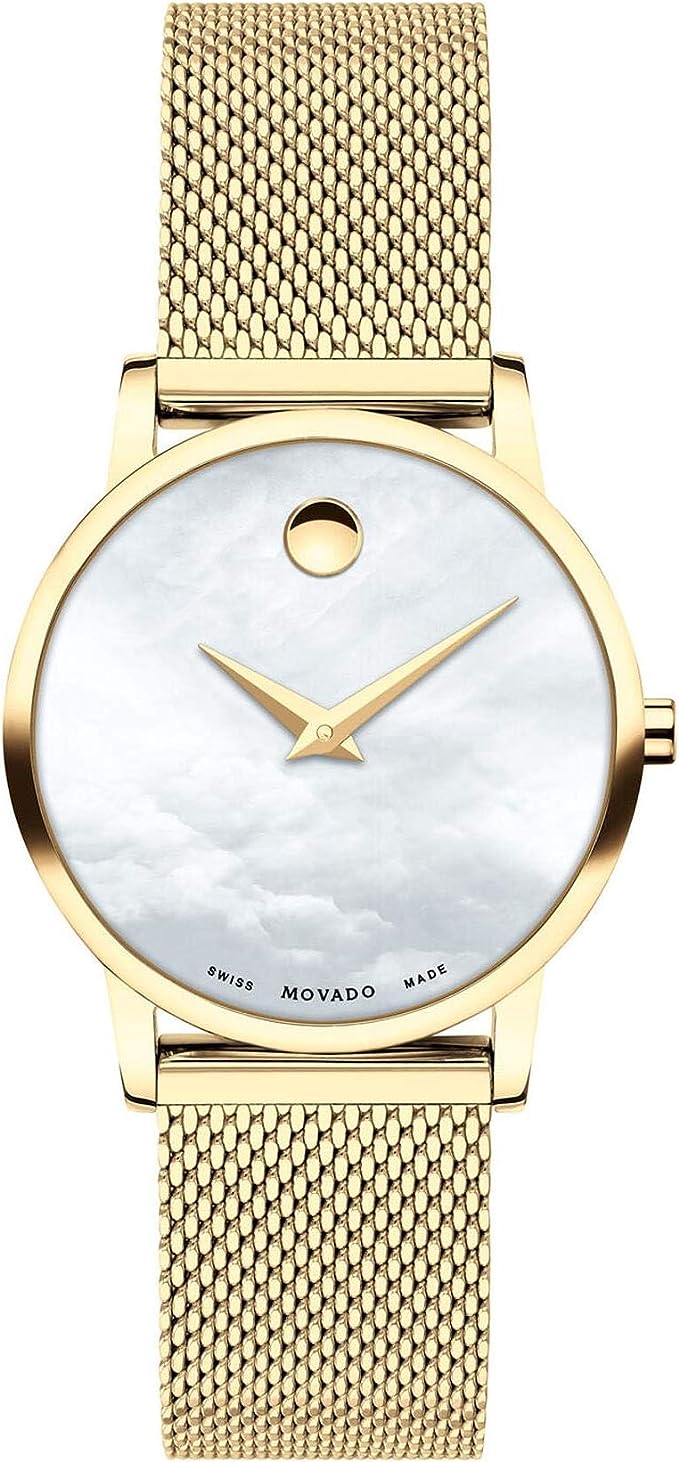 MOVADO Museum Ladies' Classic Mother-of-Pearl Dial Gold-Tone Mesh Bracelet Watch
