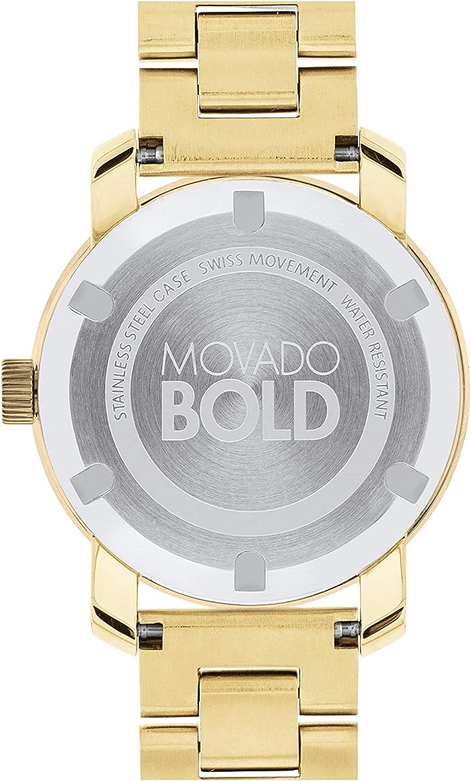 MOVADO Women's BOLD Iconic Metal Yellow Gold Watch with a Flat Dot Sunray Dial, Gold