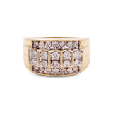 10k Yellow Gold Band Diamond with 1.00Tw Round Diamonds Men's Ring