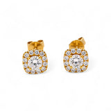 14K Yellow Gold  Square Earrings with 0.86Tw  Round Lab Grown Diamond
