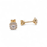 14K Yellow Gold  Square Earrings with 0.86Tw  Round Lab Grown Diamond