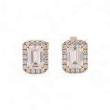 14K Yellow Gold  Emerald Earrings with 2.17Tw  Emerald Lab Grown Diamond