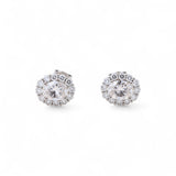 14K White Gold  Oval Earrings with 2.22Tw  Oval and Round Lab Grown Diamond