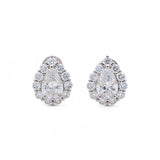 14K White Gold  Pear Earrings with 1.72Tw Pear and Round Lab Grown Diamond