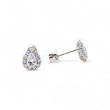 14K White Gold  Pear Earrings with 1.72Tw Pear and Round Lab Grown Diamond