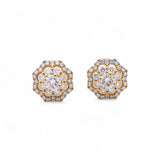 14K Yellow Gold  Flower Earrings with 1.72Tw Round Lab Grown Diamond