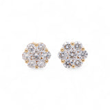 14K Yellow Gold  Flower Earrings with 2.14Tw Round Lab Grown Diamond