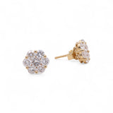 14K Yellow Gold  Flower Earrings with 2.14Tw Round Lab Grown Diamond