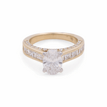 14K Yellow Gold Oval Rings with 1.50Tw Oval Lab Diamonds and 1.25Tw Baguette  Lab Grown Diamonds