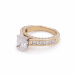 14K Yellow Gold Oval Rings with 1.50Tw Oval Lab Diamonds and 1.25Tw Baguette  Lab Grown Diamonds