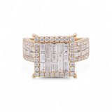 14K Yellow Gold Square Rings with 2.32Tw Baguette and Round Lab Diamonds