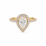 14K Yellow Gold Pear Rings with 1.47Tw Round Lab Diamonds