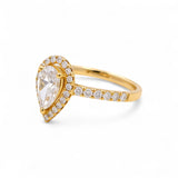 14K Yellow Gold Pear Rings with 1.47Tw Round Lab Diamonds