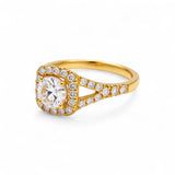 14K Yellow Gold Square Rings with 1.25Tw Round Lab Diamonds