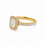 14K Yellow Gold Emerald Rings with 1.87Tw Emerald Lab Diamonds and Round Lab Diamonds