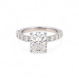 14K White Gold Solitaire Rings with 2.44Tw Emerald Lab Diamonds and Round Lab Diamonds