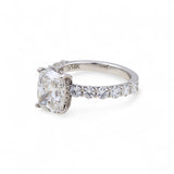 14K White Gold Solitaire Rings with 2.44Tw Emerald Lab Diamonds and Round Lab Diamonds