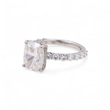 14K White Gold Solitaire Rings with 3.99Tw Emerald Lab Diamonds and Round lab Diamonds