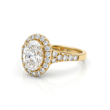 14K Yellow Gold Oval Rings with 1.50Tw Oval Lab Diamonds and 0.61Tw Round Lab Diamonds