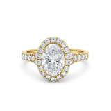 14K Yellow Gold Oval Rings with 1.50Tw Oval Lab Diamonds and 0.61Tw Round Lab Diamonds