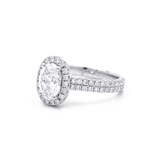 14K White Gold Oval Rings with 1.50Tw Oval Lab Diamonds and 0.78Tw Round Lab Diamonds