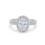 14K White Gold Oval Rings with 1.50Tw Oval Lab Diamonds and 0.78Tw Round Lab Diamonds