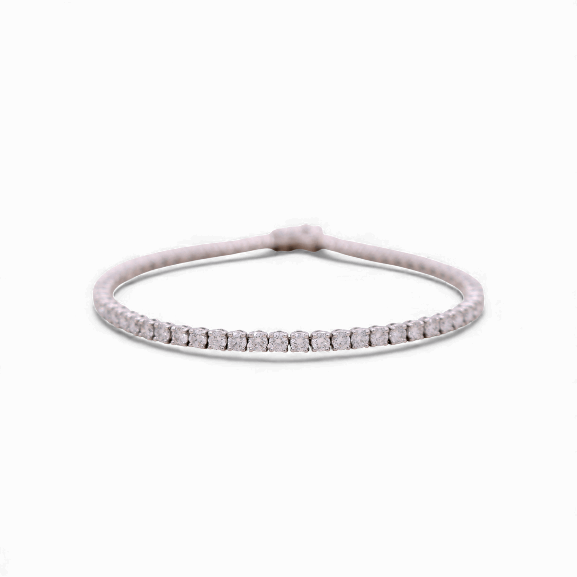 14K White Gold  Tennis Bracelet with 5.85Tw  Round Lab  Diamond