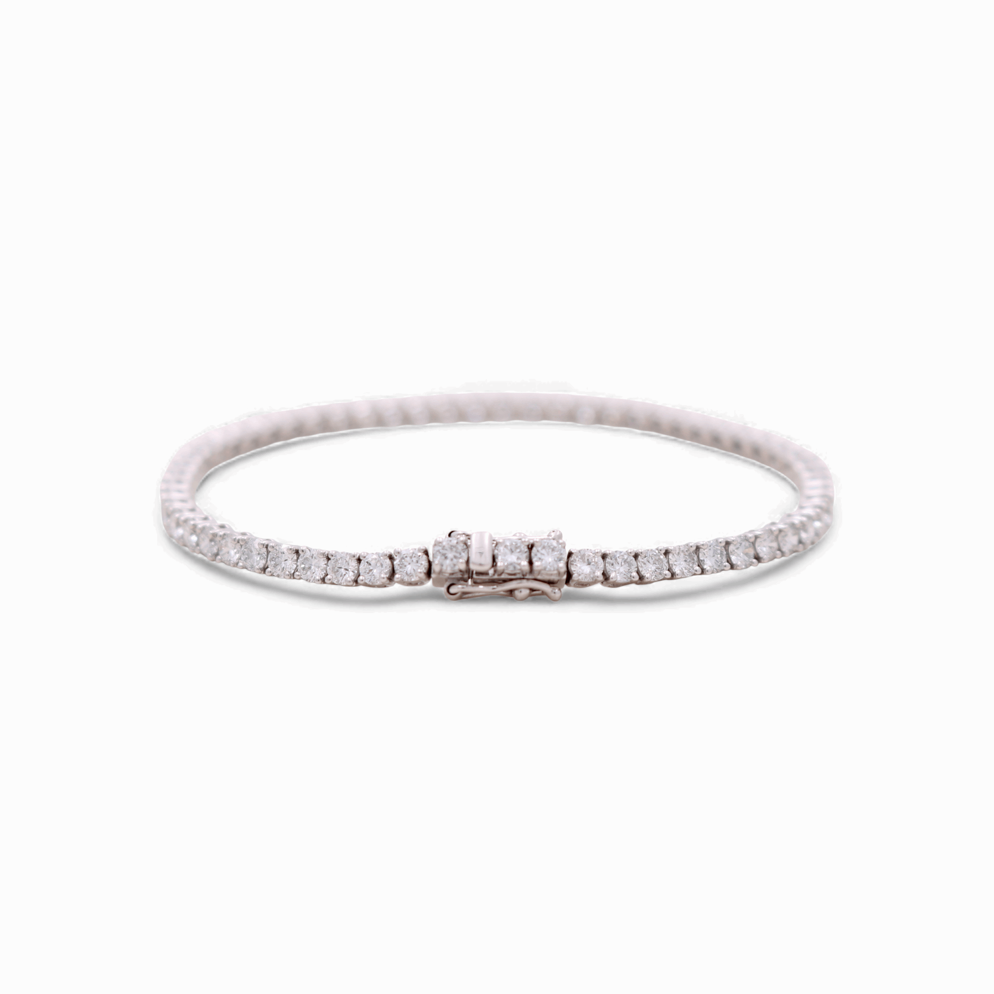 14K White Gold  Tennis Bracelet with 5.85Tw  Round Lab  Diamond