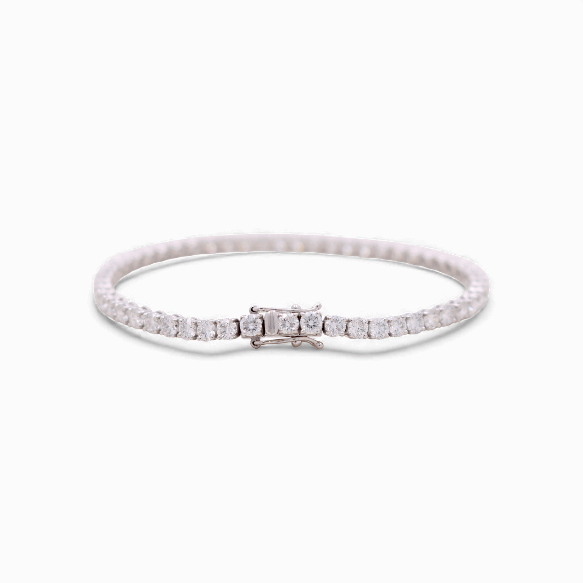 14K White Gold  Tennis Bracelet with 7.33Tw  Round Lab  Diamond
