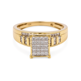 10K Yellow Gold Princess Diamond Engagement Ring with 0.50Tw Baguette and Round Diamond