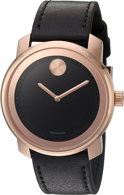 MOVADO Men's Swiss Quartz Gold-Tone and Leather Watch, Color: Brown