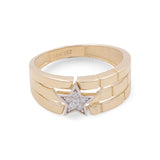 14K Yellow Gold Star with CZ Fashion Women's Ring