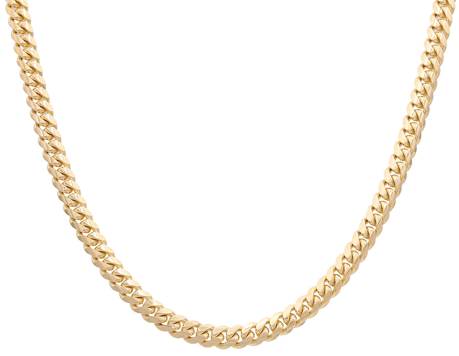 A Men's Yellow Gold 14K Solid Cuban Link Chain 24" by Miral Jewelry.