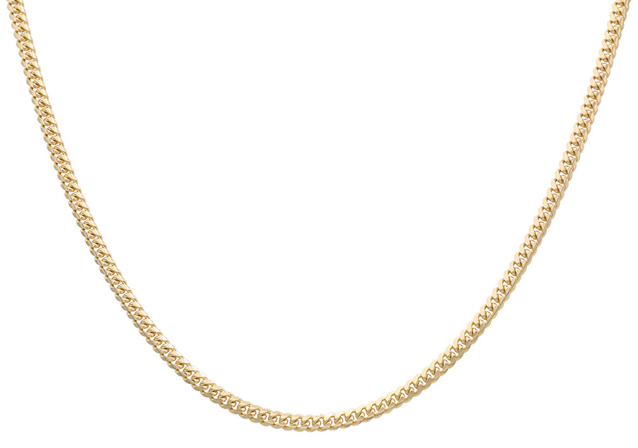 A Men's Yellow Gold 14K Solid Cuban Link Chain 20" with a rectangular link, featuring a Miral Jewelry Cuban link structure.