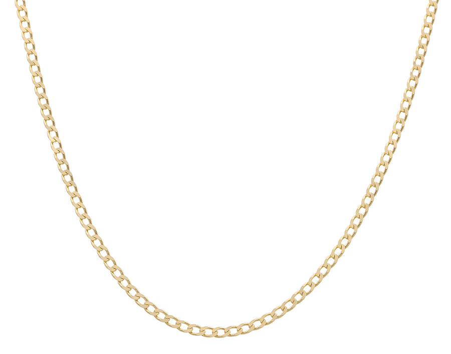 A solid Miral Jewelry Yellow Gold 14K Curb Chain 18 Inches necklace on a white background.