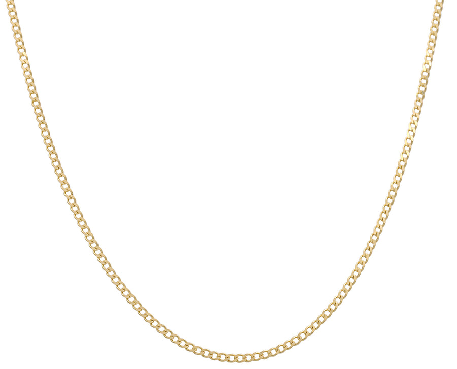 A Miral Jewelry yellow gold 14K curb chain necklace on a white background.