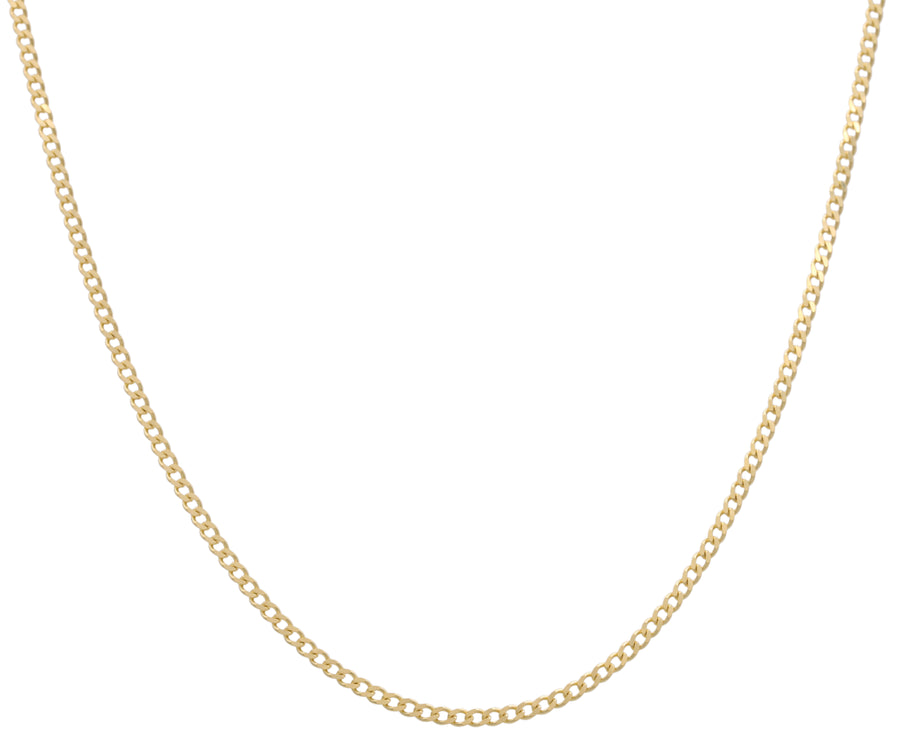 A Miral Jewelry Yellow Gold 14K Curb Chain Necklace on a white background.