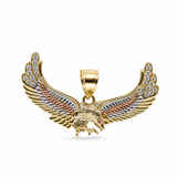 14K Tri Color Yellow Gold Eagle Pendant
