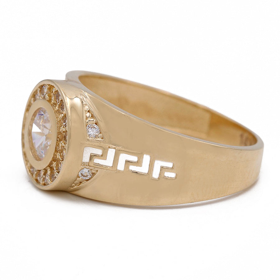 A unique design Miral Jewelry yellow gold 14K fashion ring with a diamond in the center, showcasing quality craftsmanship.