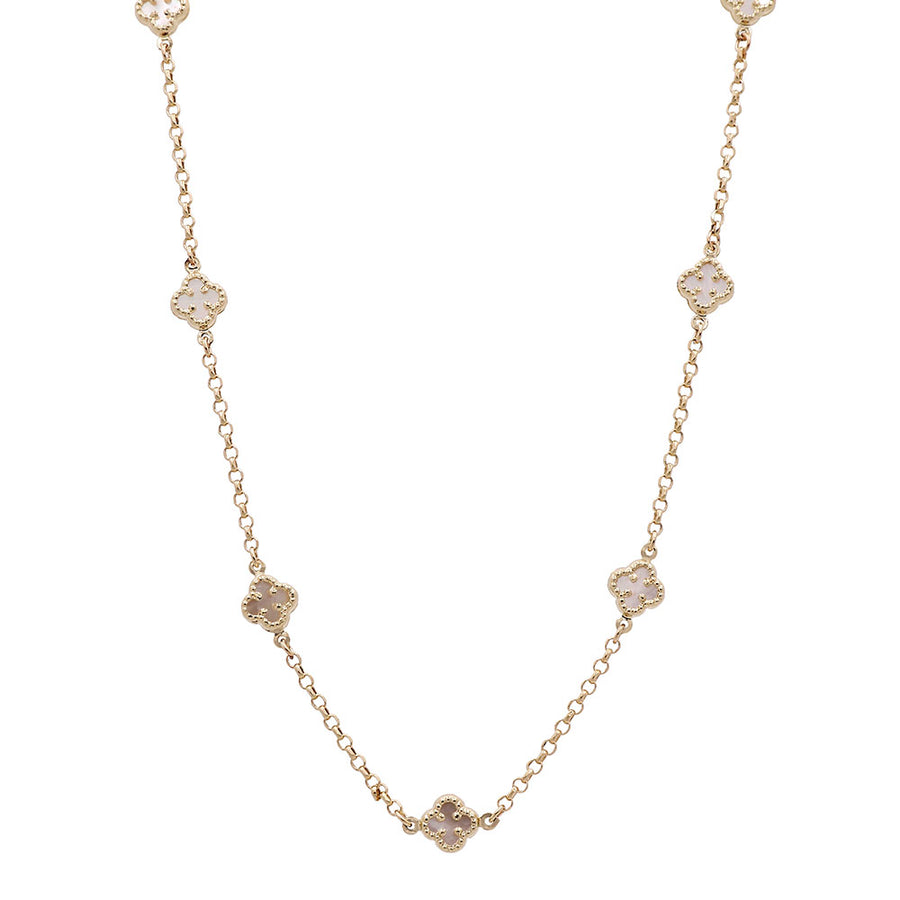 A Miral Jewelry 14K yellow gold necklace with white diamonds.