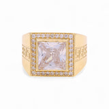 14k Yellow Gold White Square  Fashion Ring