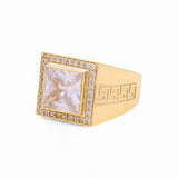 14k Yellow Gold White Square  Fashion Ring