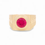 14k Yellow Gold Round Red  Fashion Ring