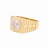 14k Yellow Gold  Round White Fashion Ring