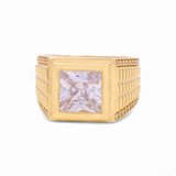14k Yellow Gold  White Square Fashion Ring