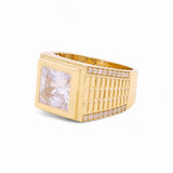 14k Yellow Gold  White Square Fashion Ring